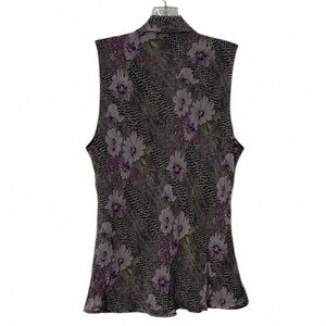 Floral Sleeveless Top - Purple and Black